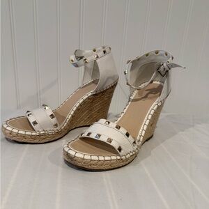 White Leather Sandals with Gold Details